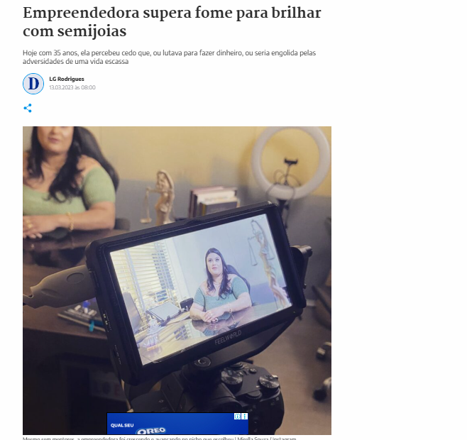 Matéria sobre a trajetória da Mirella Souza